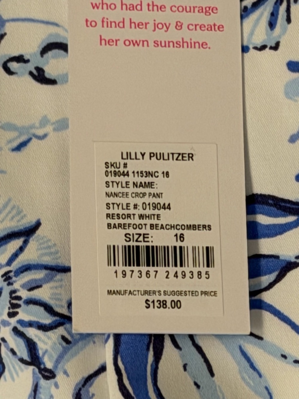 Lilly Pulitzer Nancee Crop Pants Barefoot Beachcombers Size 16 NWT - Picture 5 of 7